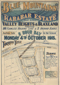 Vintage Real Estate Poster Karabar Estate Blaxland Valley Heights NSW 1915