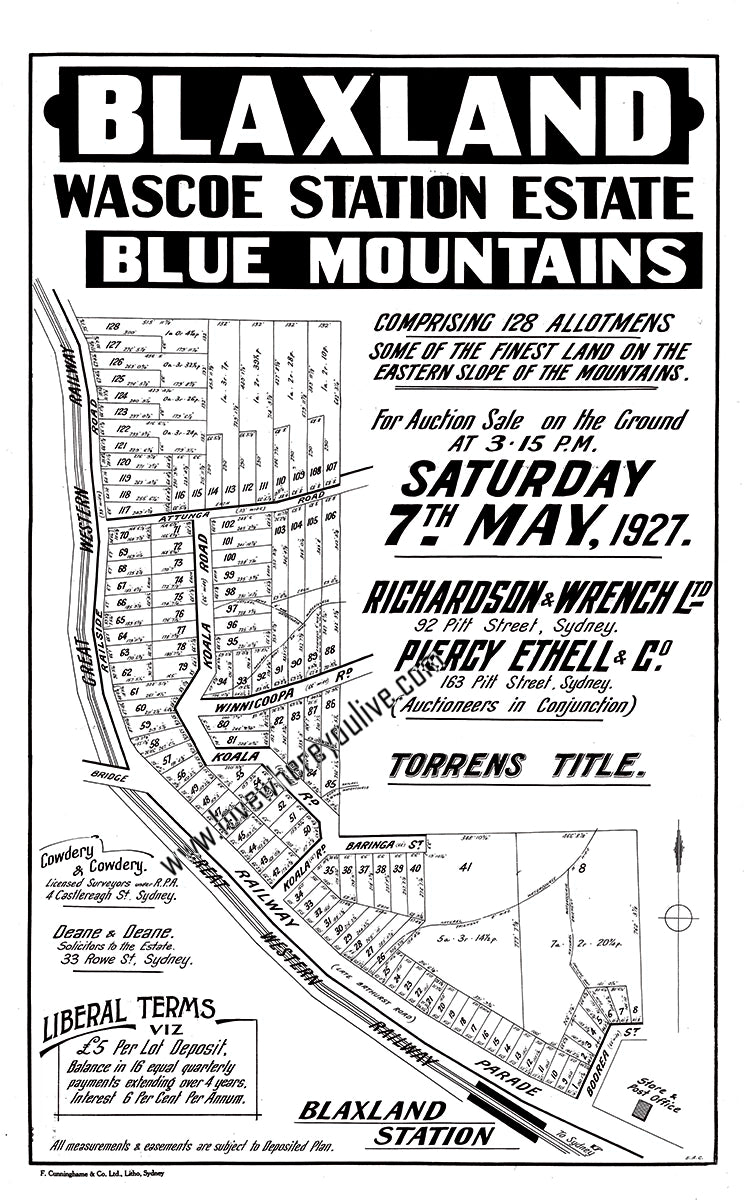 Vintage Real Estate Poster Wascoe Station Estate Blaxland NSW