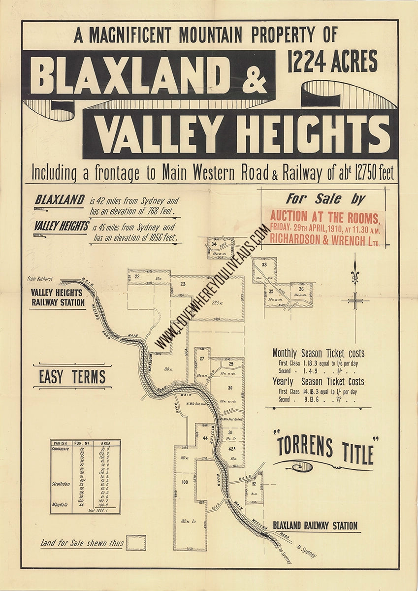 Vintage Real Estate Poster Magnificent Mountain Property of Blaxland NSW