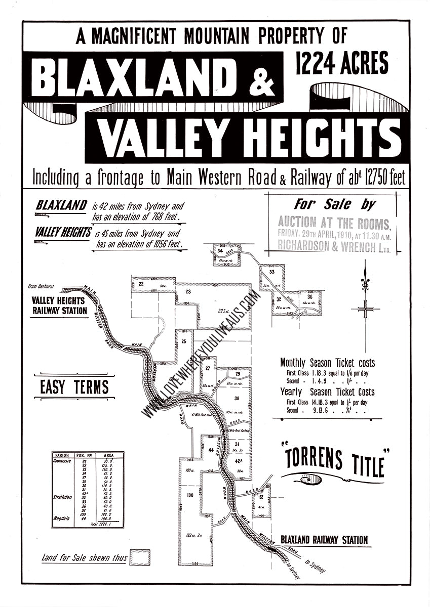 Vintage Real Estate Poster Magnificent Mountain Property of Blaxland NSW