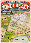 Vintage Real Estate Poster Vicars Estate Bondi Beach