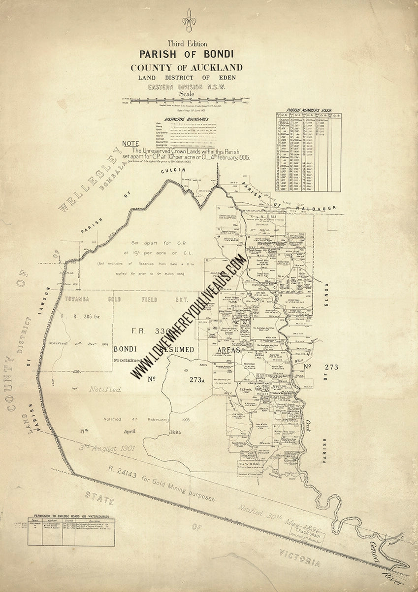 Vintage Real Estate Poster Parish of Bondi Map