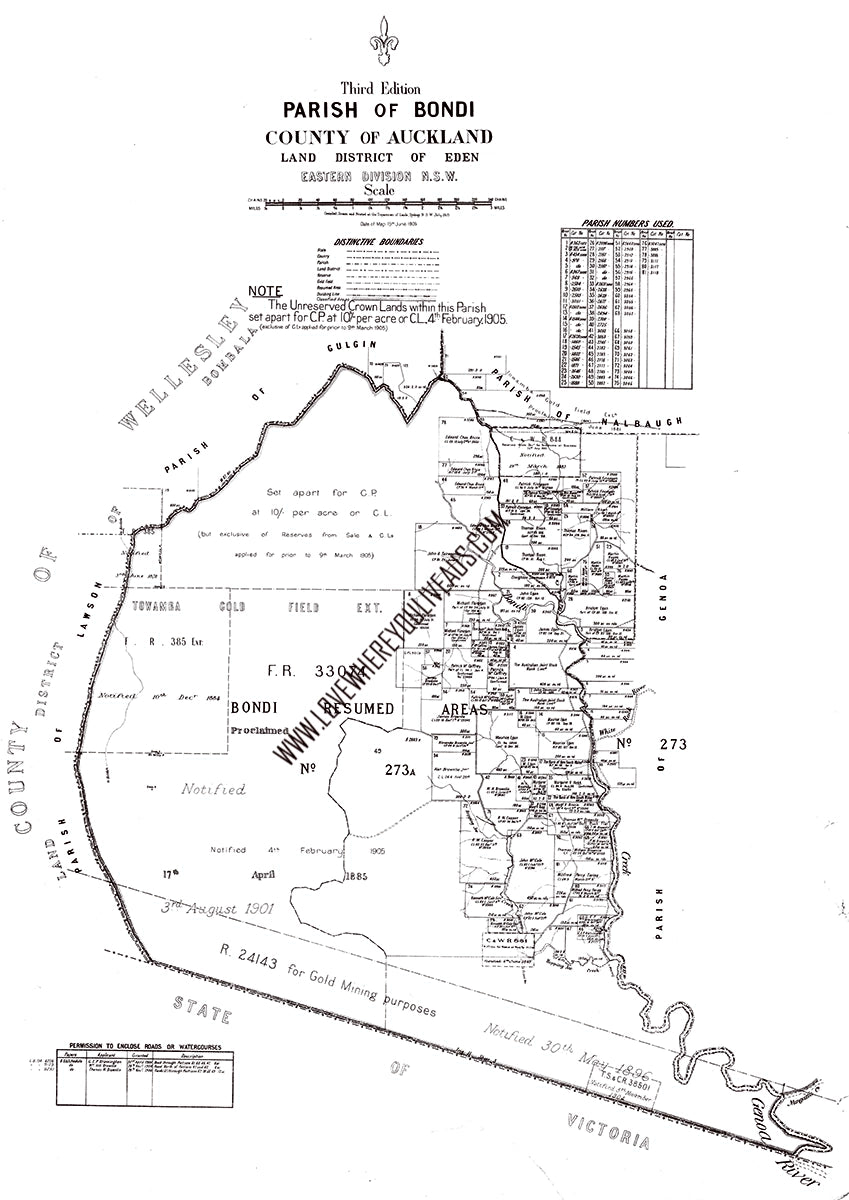 Vintage Real Estate Poster Parish of Bondi Map