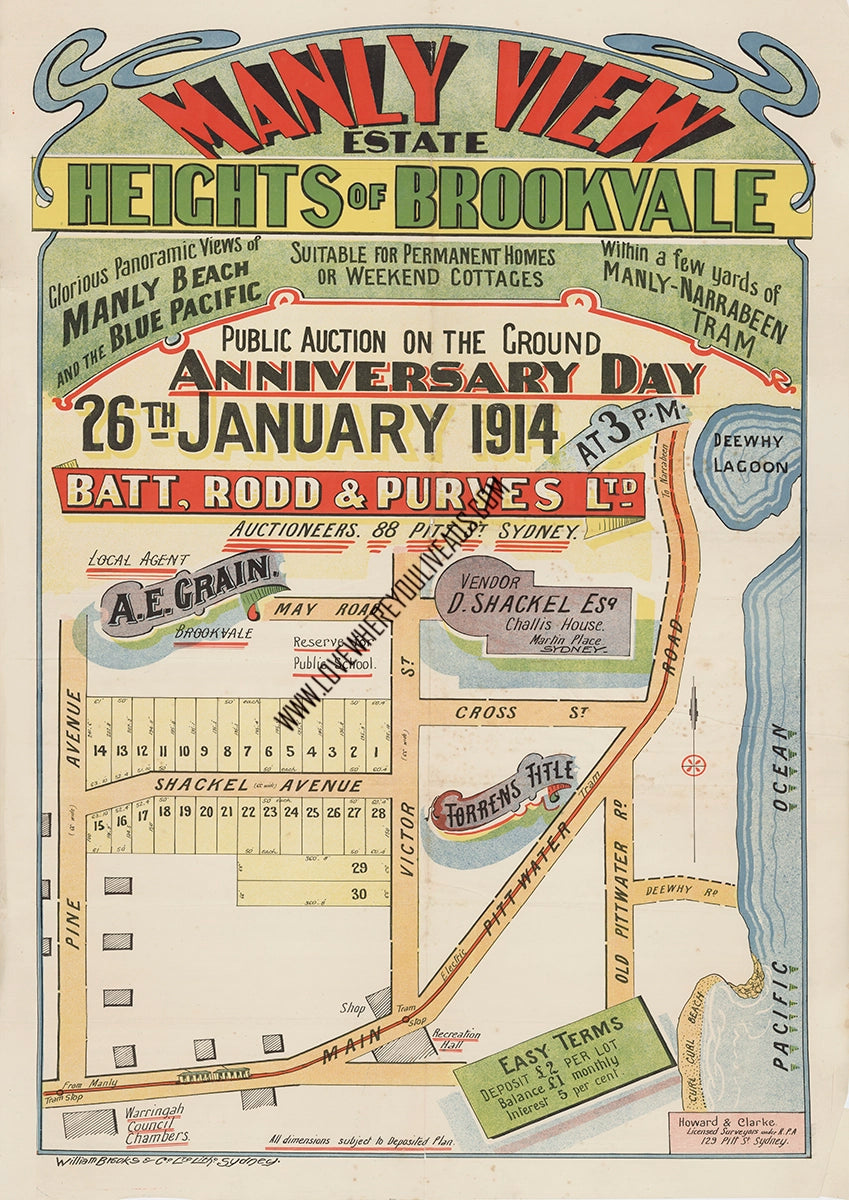 Vintage Real Estate Poster Manly View Estate NSW