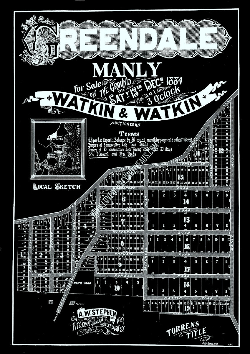 Vintage Real Estate Poster Greendale Estate Brookvale Manly NSW