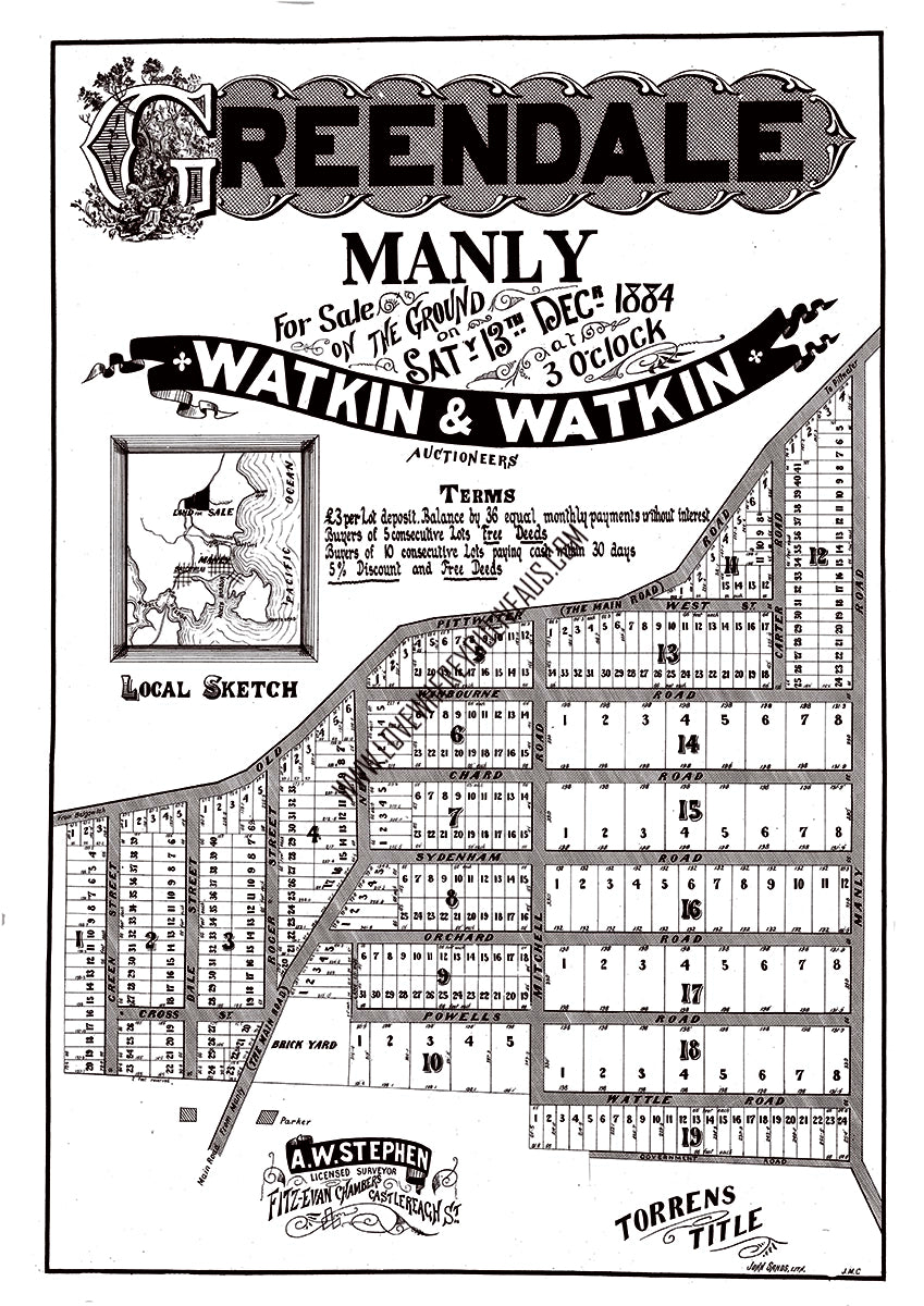 Vintage Real Estate Poster Greendale Estate Brookvale Manly NSW