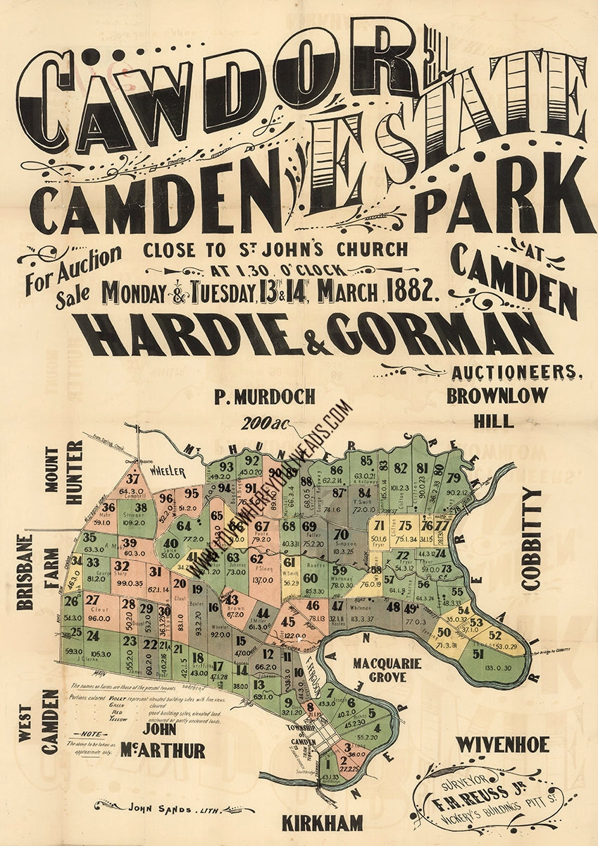 Vintage Real Estate Poster Cawdor Estate Camden NSW