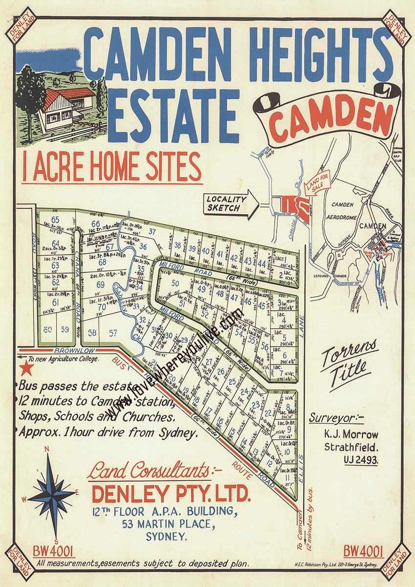 Vintage Real Estate Poster Camden Heights Estate NSW