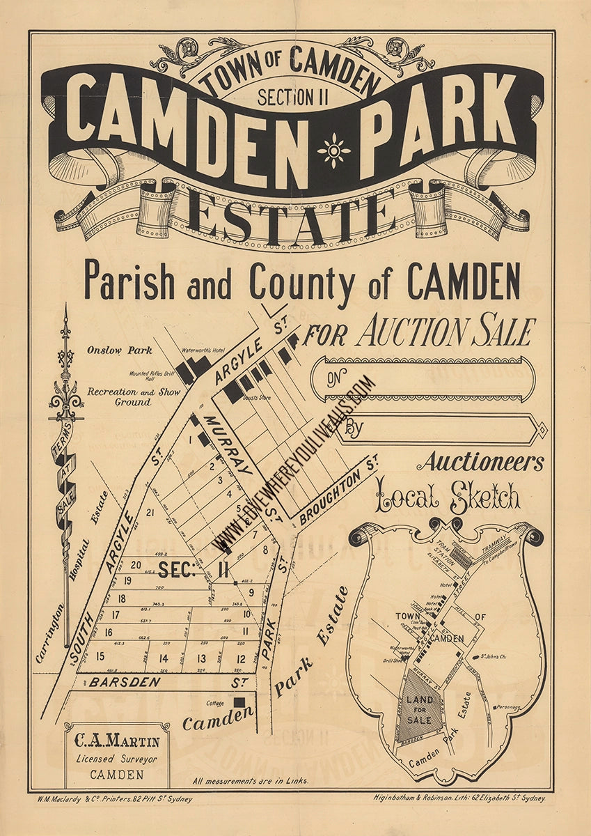 Vintage Real Estate Poster Camden Park Estate
