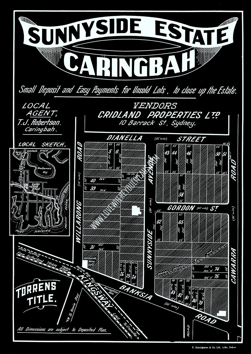 Vintage Real Estate Poster Sunnyside Estate Caringbah
