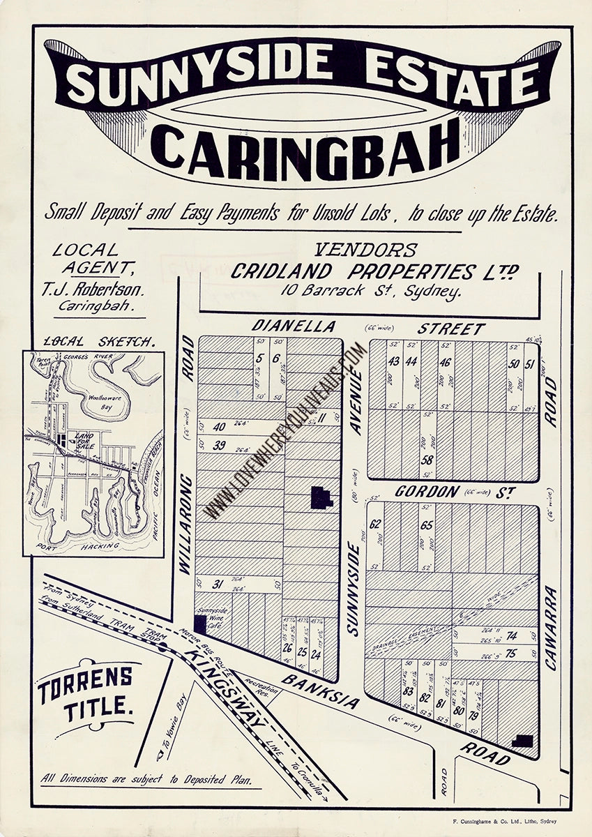 Vintage Real Estate Poster Sunnyside Estate Caringbah