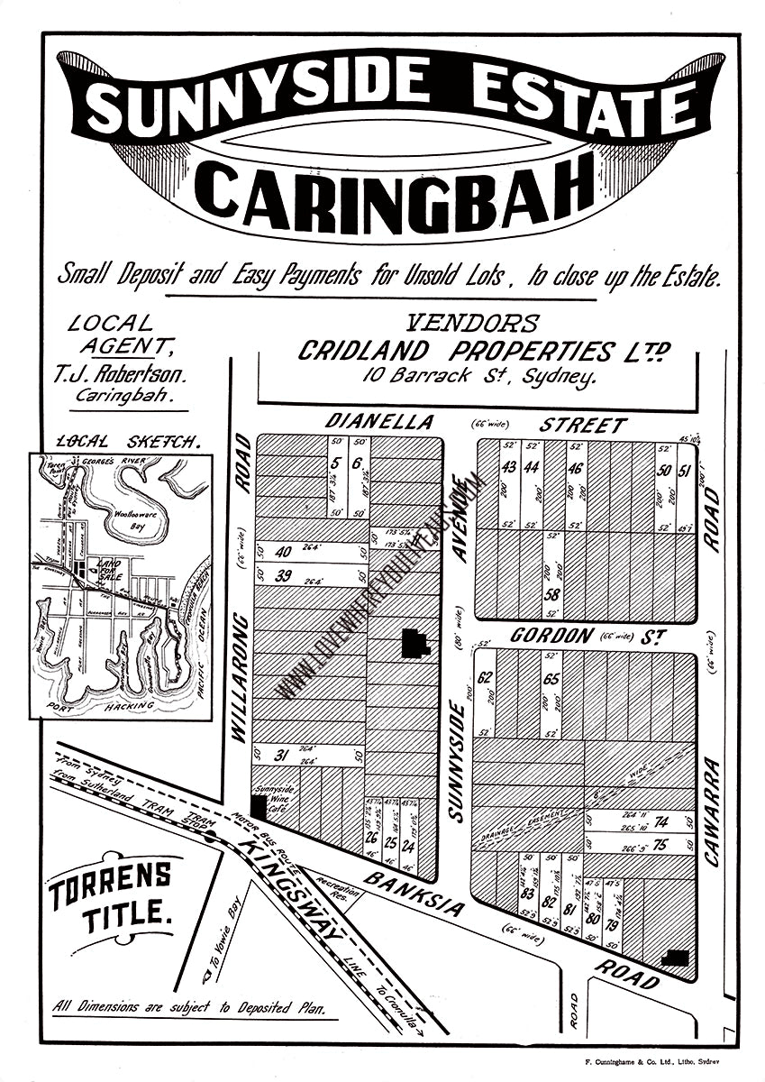Vintage Real Estate Poster Sunnyside Estate Caringbah