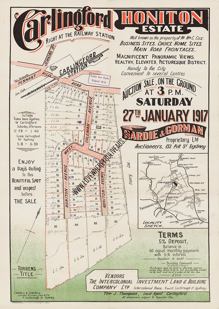 Vintage Real Estate Poster Honiton Estate Carlingford