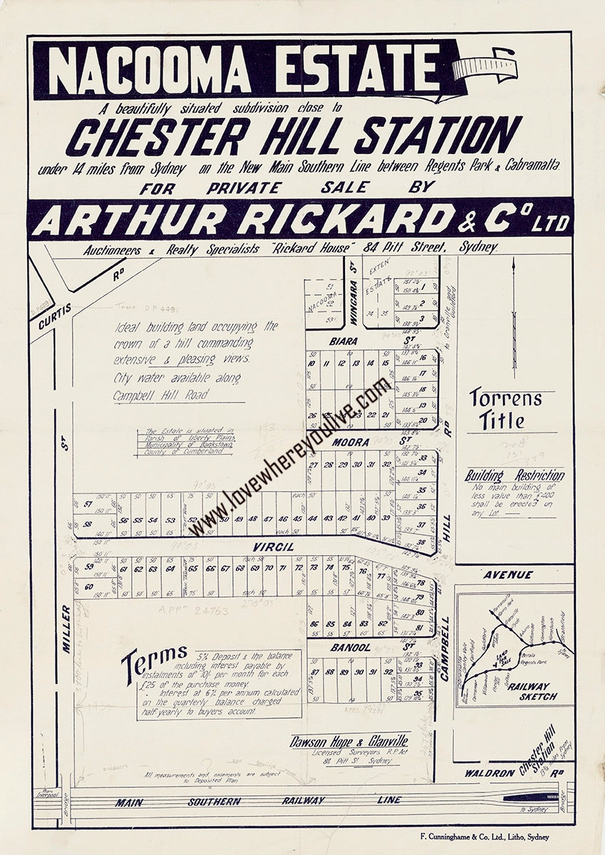 Vintage Real Estate Poster Nacooma Estate Chester Hill NSW