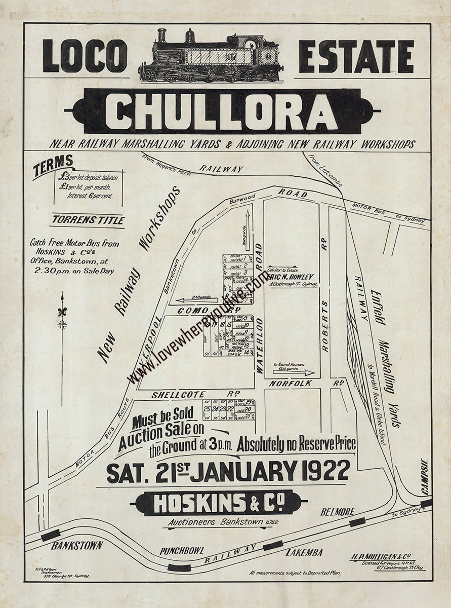 Vintage Real Estate Poster Loco Estate Chullora NSW