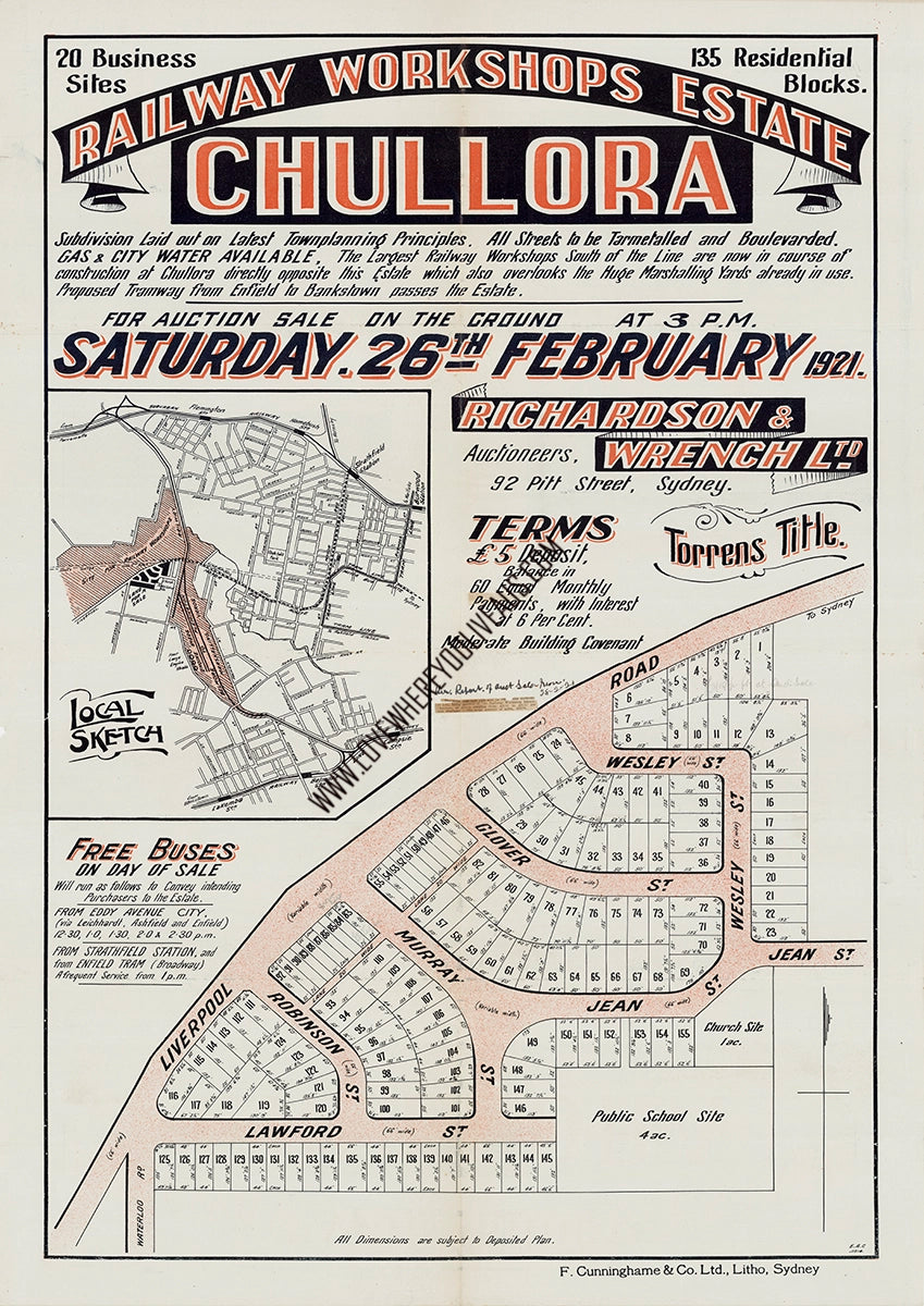 Vintage Real Estate Poster Railway Workshops Estate Chullora NSW
