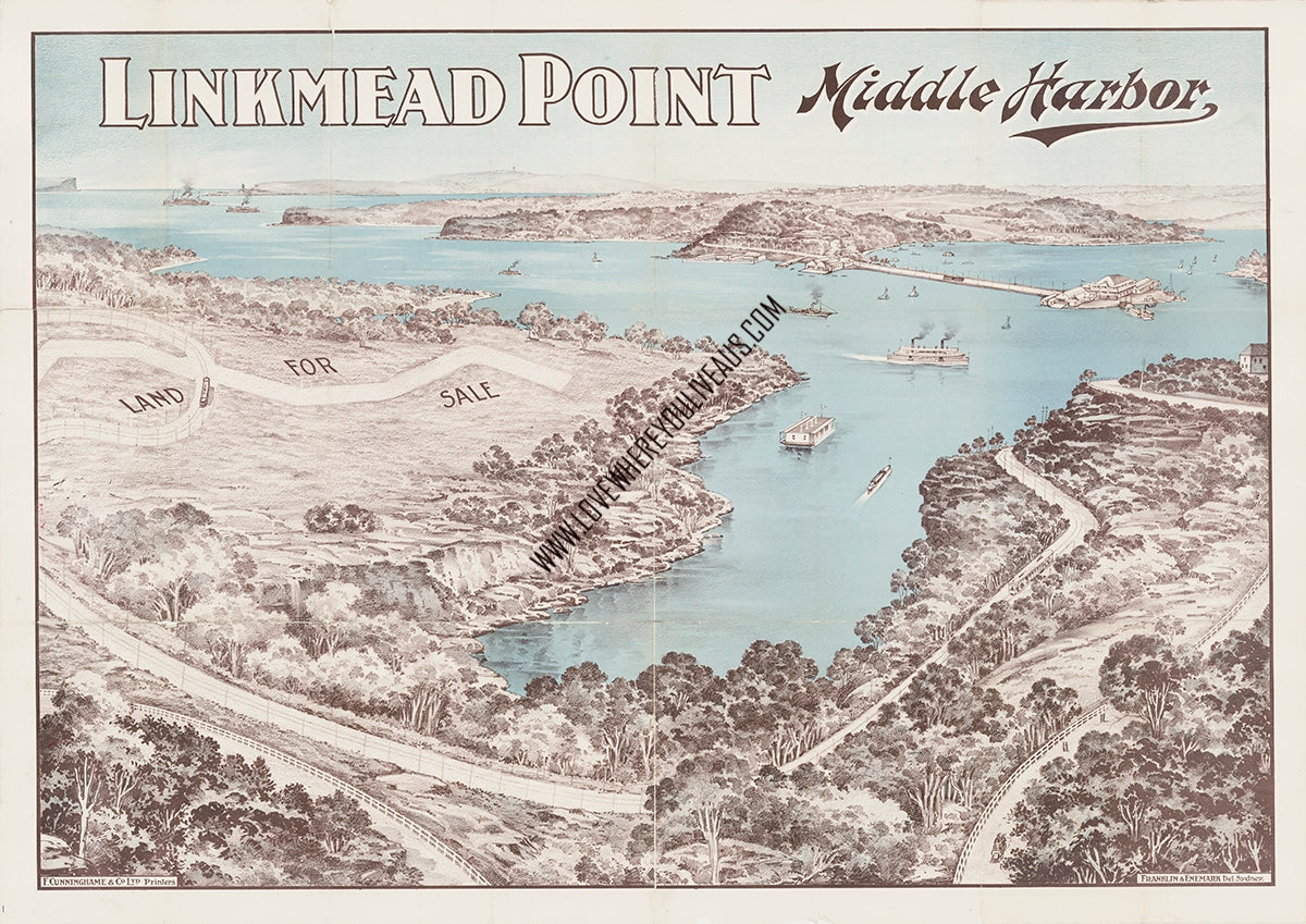 Vintage Real Estate Poster Linkmead Estate Clontarf NSW