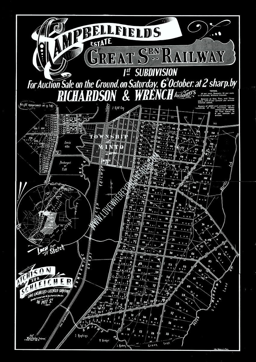 Vintage Real Estate Poster "Campbelltown" Campbellfields Estate