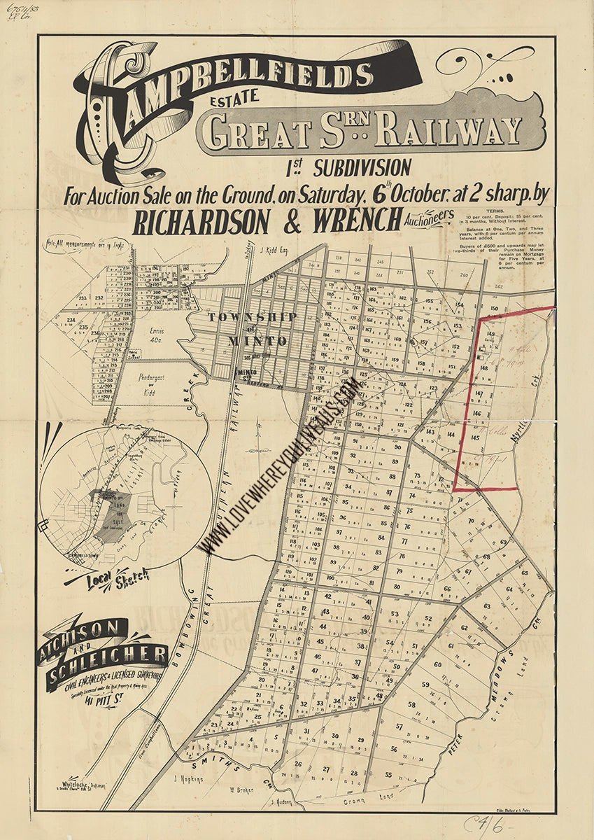 Vintage Real Estate Poster "Campbelltown" Campbellfields Estate