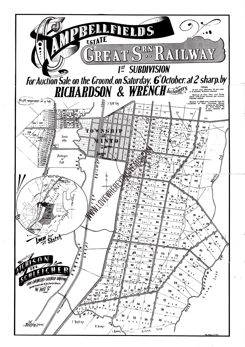 Vintage Real Estate Poster "Campbelltown" Campbellfields Estate