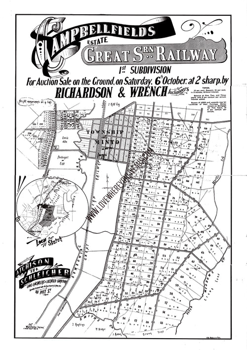 Vintage Real Estate Poster "Campbelltown" Campbellfields Estate