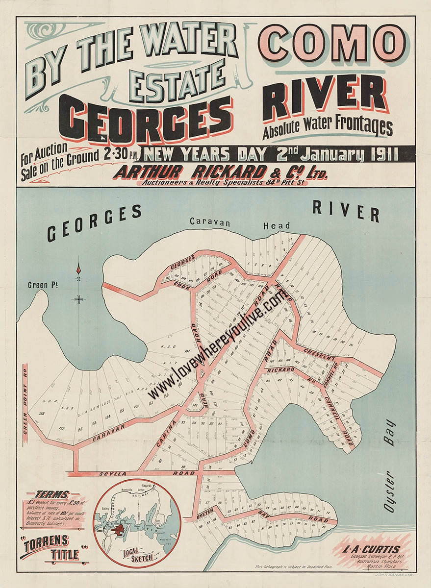 Vintage Real Estate Poster By The Water Estate Como