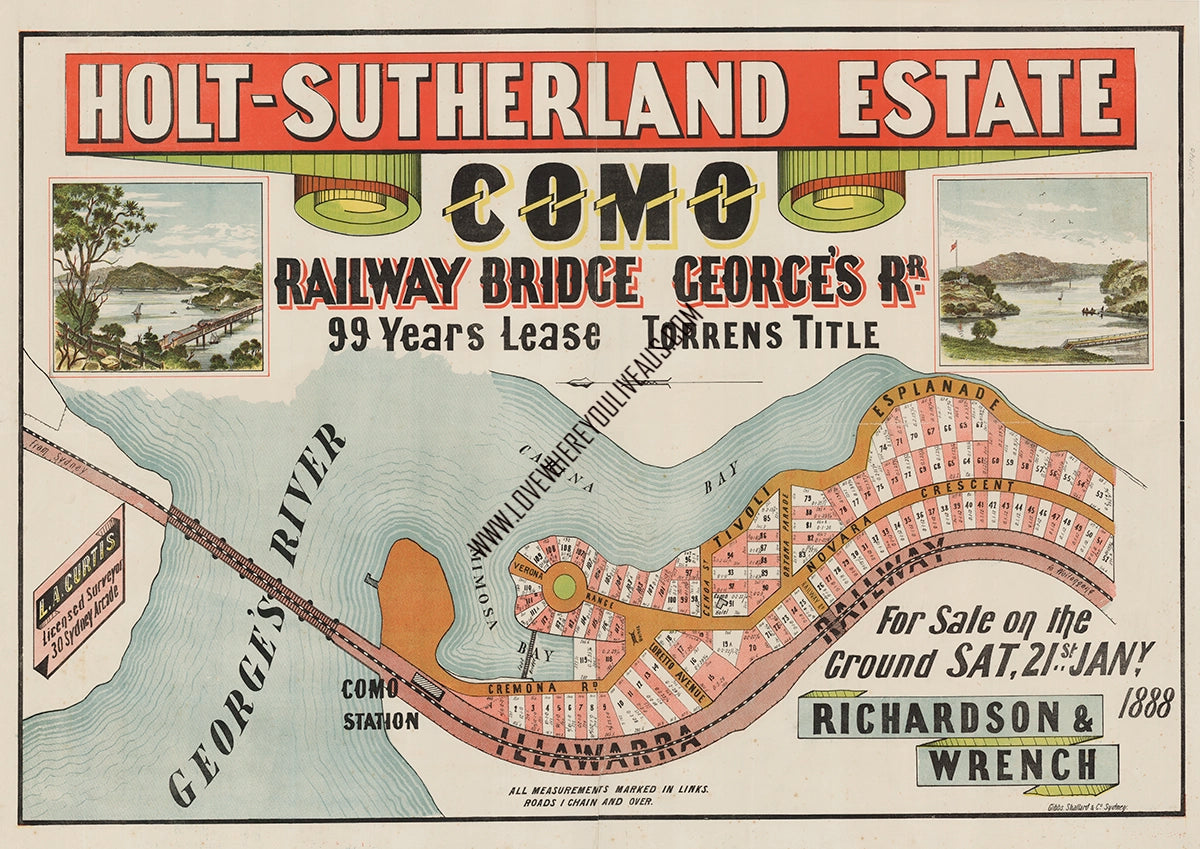 Vintage Real Estate Poster Holt Sutherland Estate Como NSW