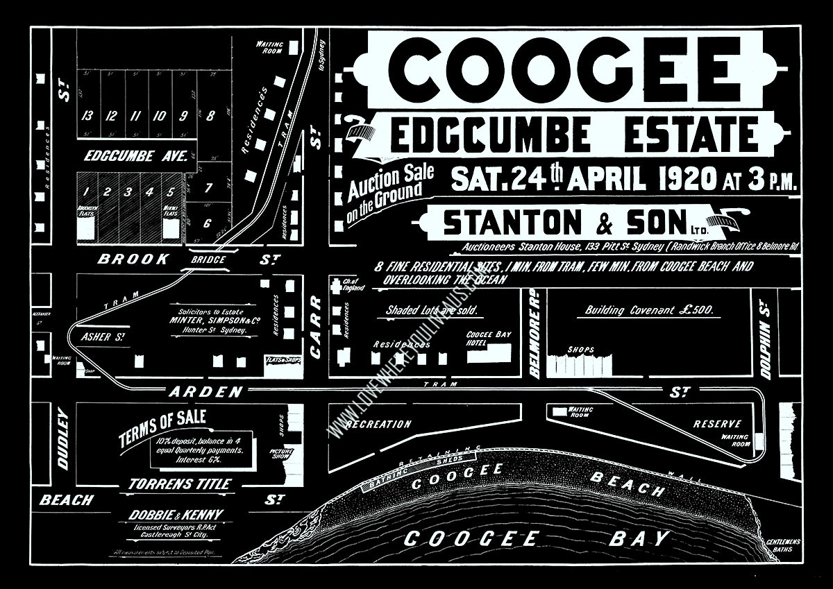 Vintage Real Estate Poster Edgumbe Estate Coogee NSW