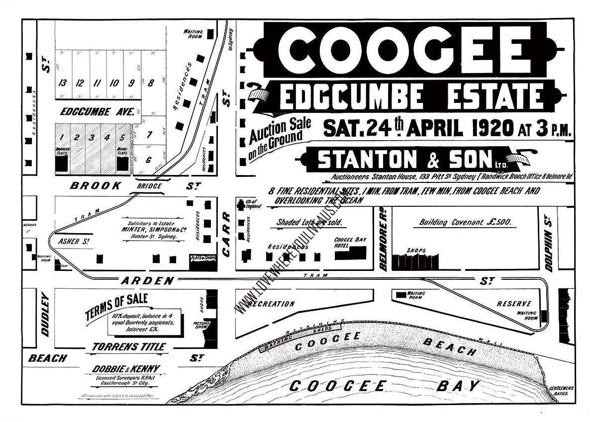 Vintage Real Estate Poster Edgumbe Estate Coogee NSW