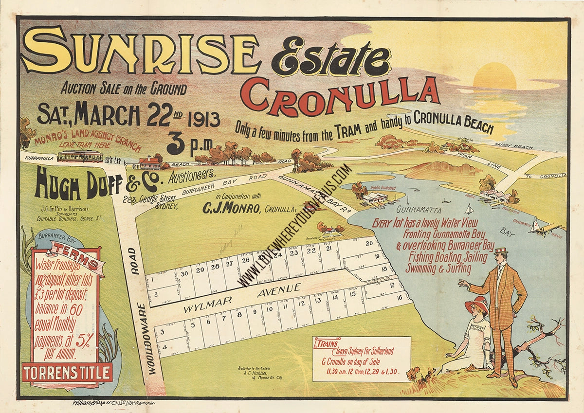Vintage Real Estate Poster Sunrise Estate Cronulla NSW