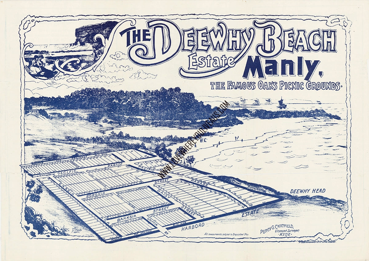 Vintage Real Estate Poster Dee Why Beach Estate Manly