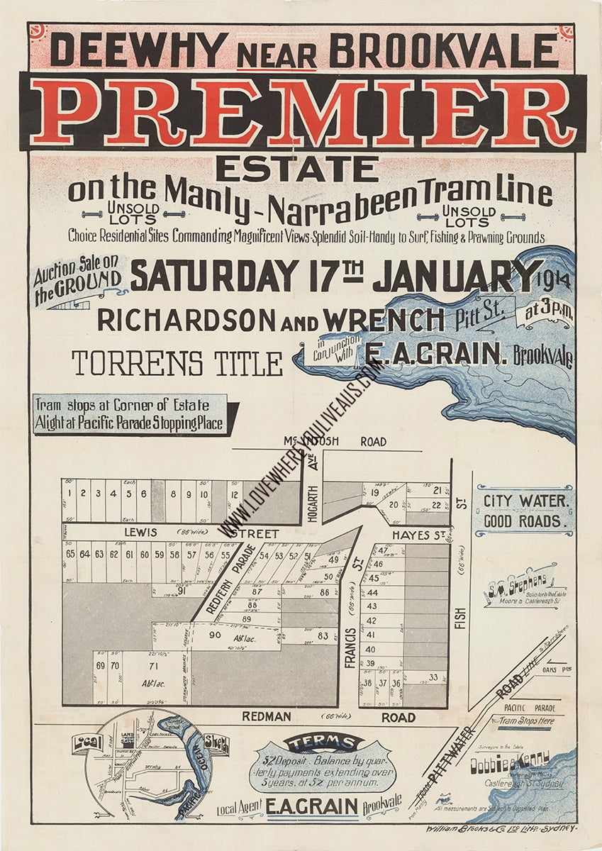 Vintage Real Estate Poster Premier Estate Dee Why NSW