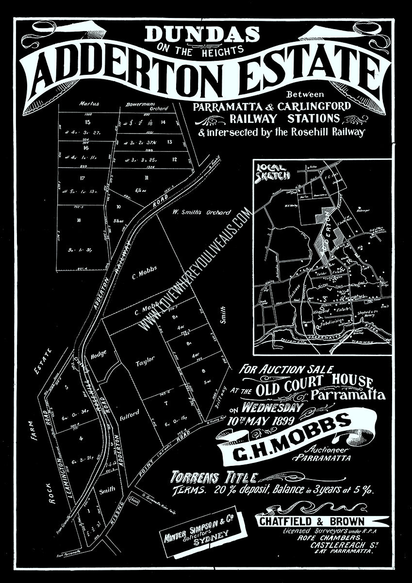 Vintage Real Estate Poster Adderton Estate Dundas NSW