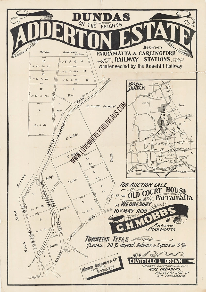 Vintage Real Estate Poster Adderton Estate Dundas NSW