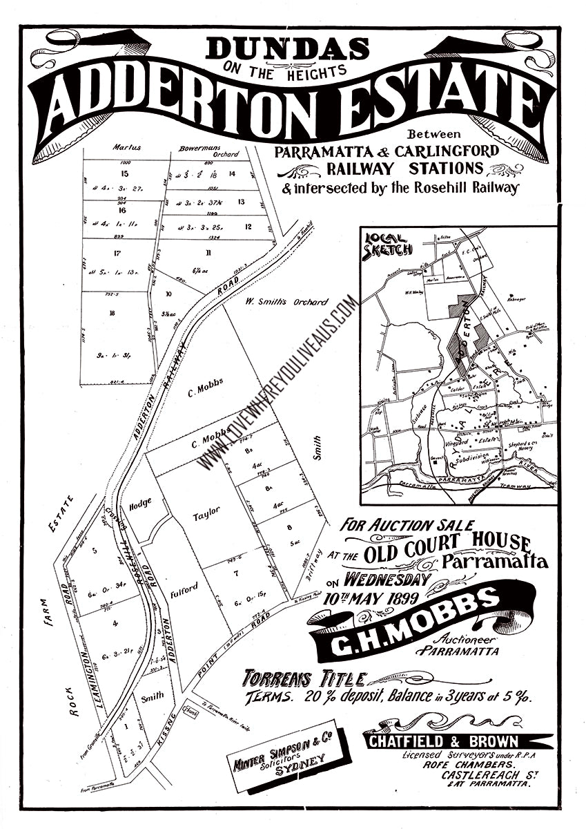 Vintage Real Estate Poster Adderton Estate Dundas NSW