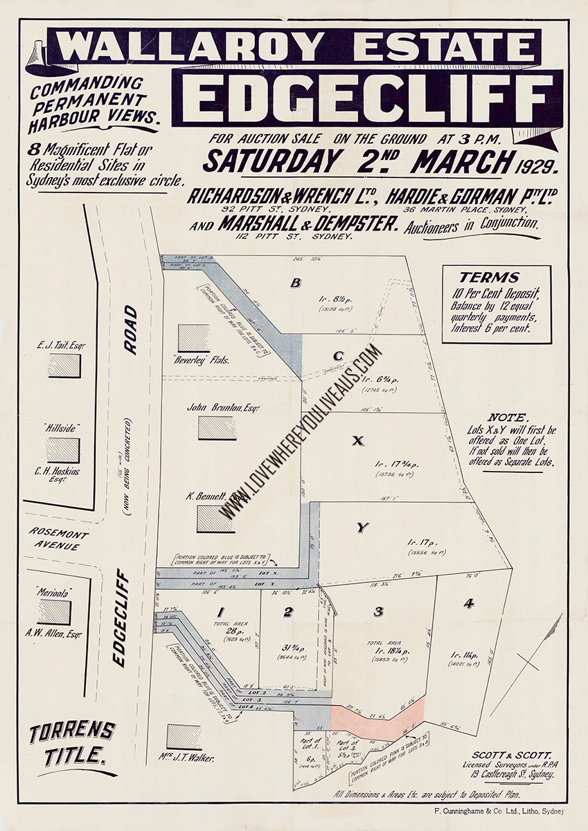 Vintage Real Estate Poster Wallaroy Estate Edgecliff NSW