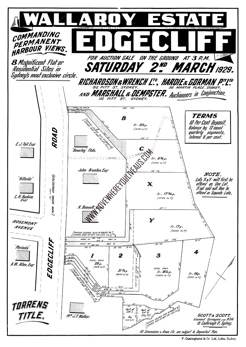 Vintage Real Estate Poster Wallaroy Estate Edgecliff NSW