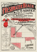 Vintage Real Estate Poster Freshwater Beach Estate Manly NSW
