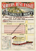 Vintage Real Estate Poster The Surfers Rest Estate Freshwater Manly NSW