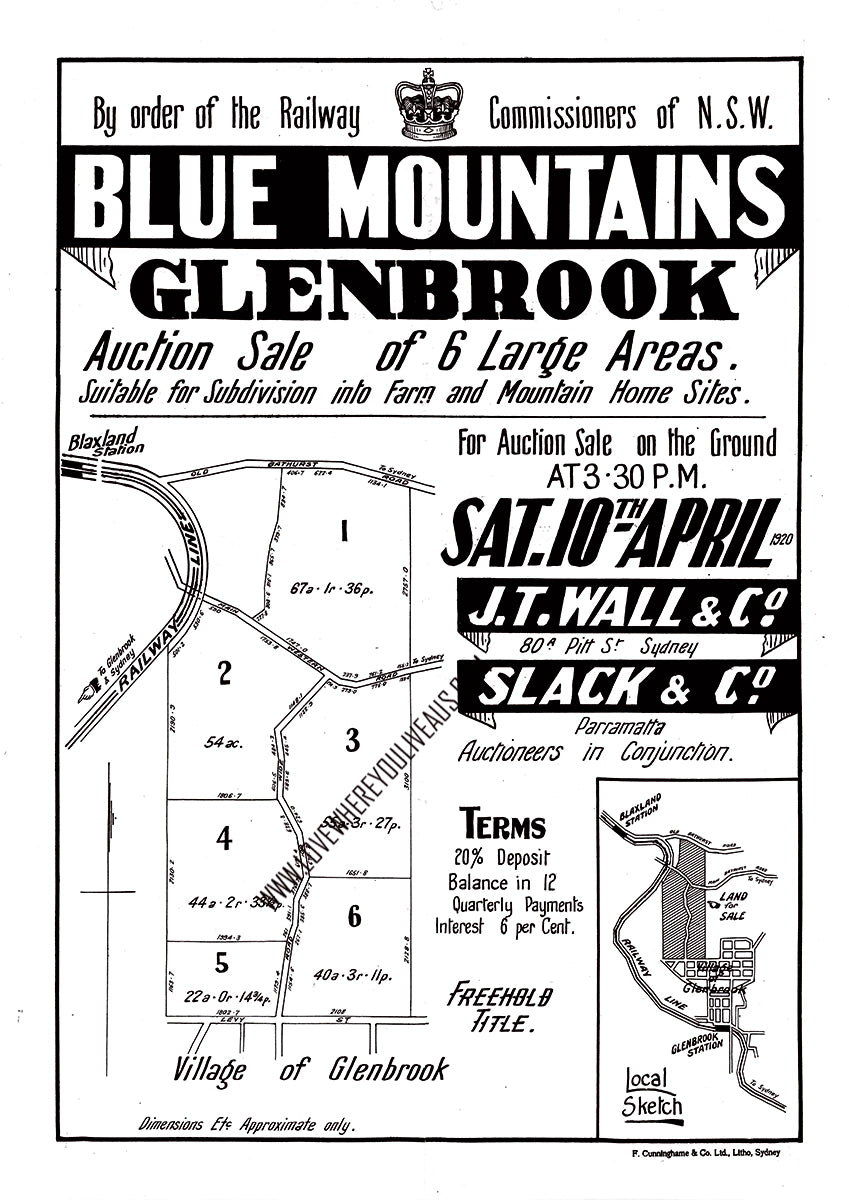 Vintage Real Estate Poster By order of the Railway Commissioners of NSW Glenbrook NSW