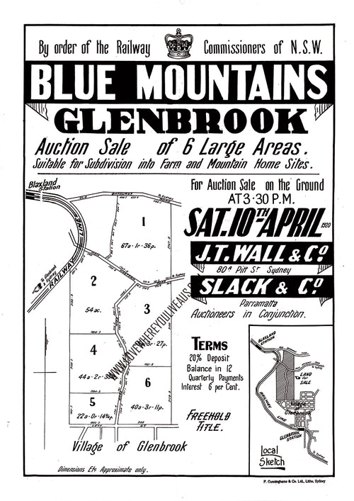 Vintage Real Estate Poster By order of the Railway Commissioners of NSW Glenbrook NSW