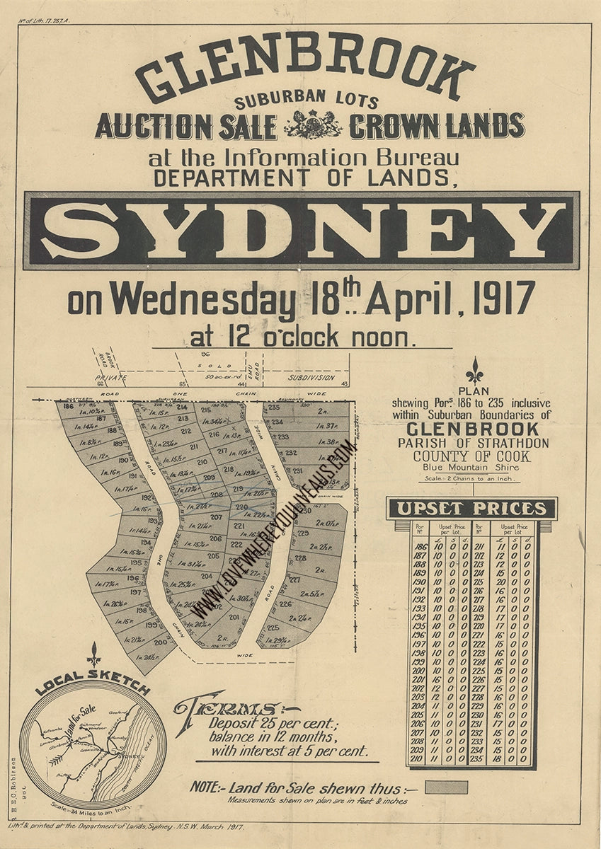Vintage Real Estate Poster Crown Lands of Glenbrook NSW