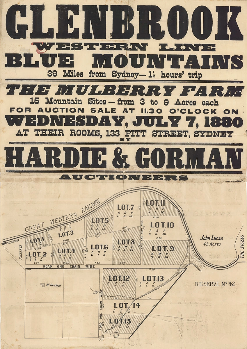 Vintage Real Estate Poster The Mulberry Farm Glenbrook NSW