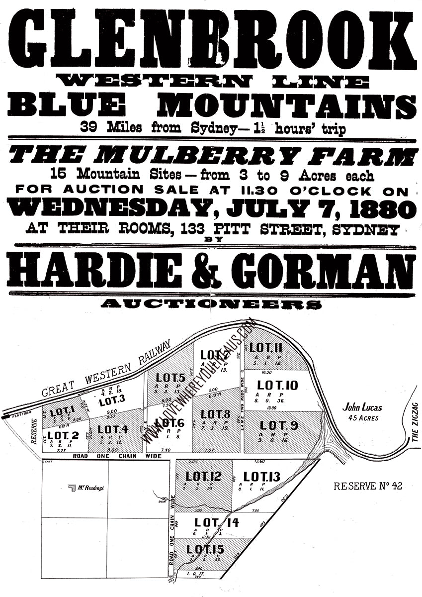 Vintage Real Estate Poster The Mulberry Farm Glenbrook NSW