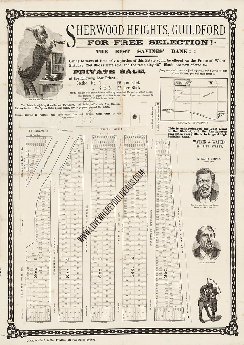 Vintage Real Estate Poster Sherwood Heights Guildford NSW