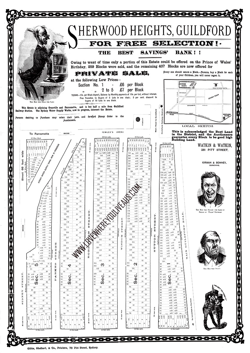 Vintage Real Estate Poster Sherwood Heights Guildford NSW