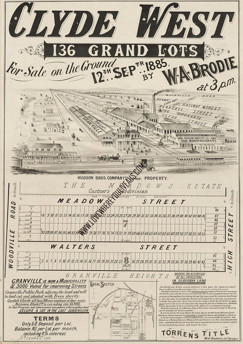Vintage Real Estate Poster Clyde West Granville NSW