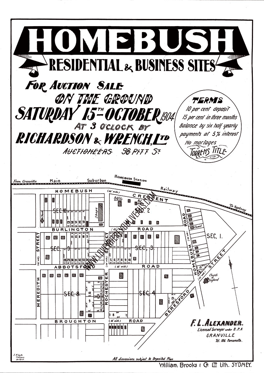 Vintage Real Estate Poster Homebush Residential and Business Sites NSW