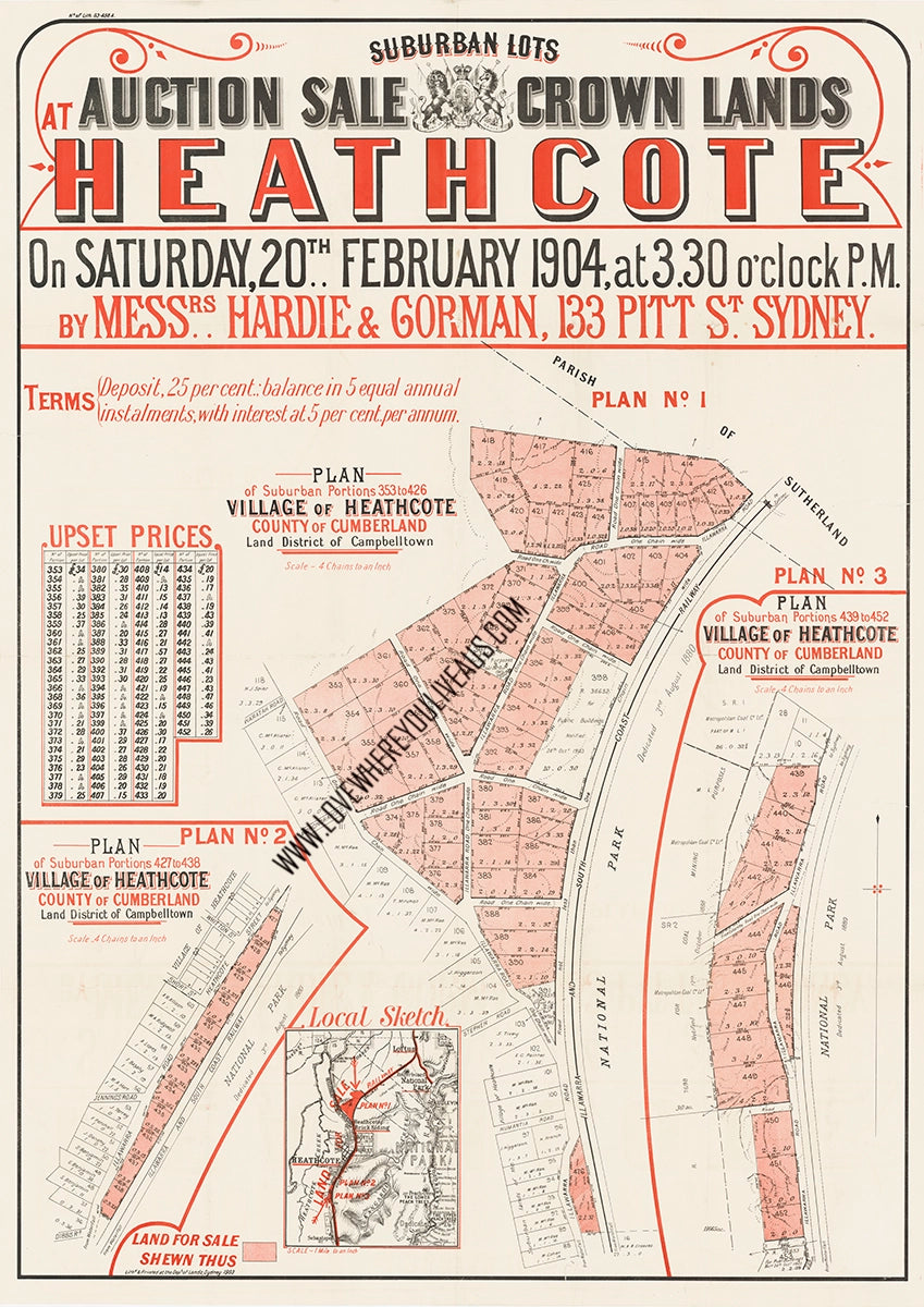 Vintage Real Estate Poster Crown Lands Heathcote NSW