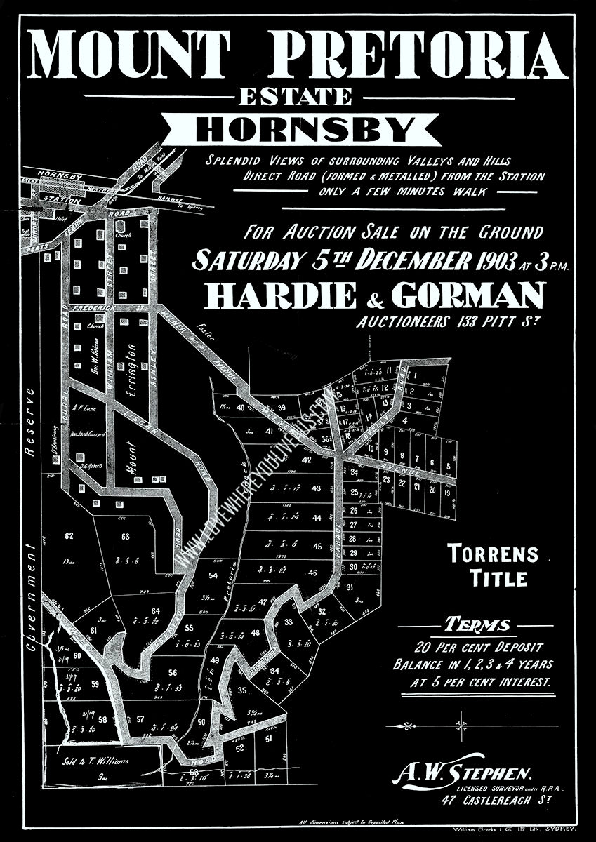Vintage Real Estate Poster Mount Pretoria Estate Hornsby NSW